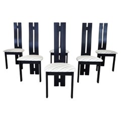 Set of 6 High Back Dining Chairs, 1980s