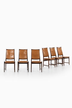 Set of 6 High Back Dining Chairs in Rosewood & Leather by Torbjørn Afdal, 1950's