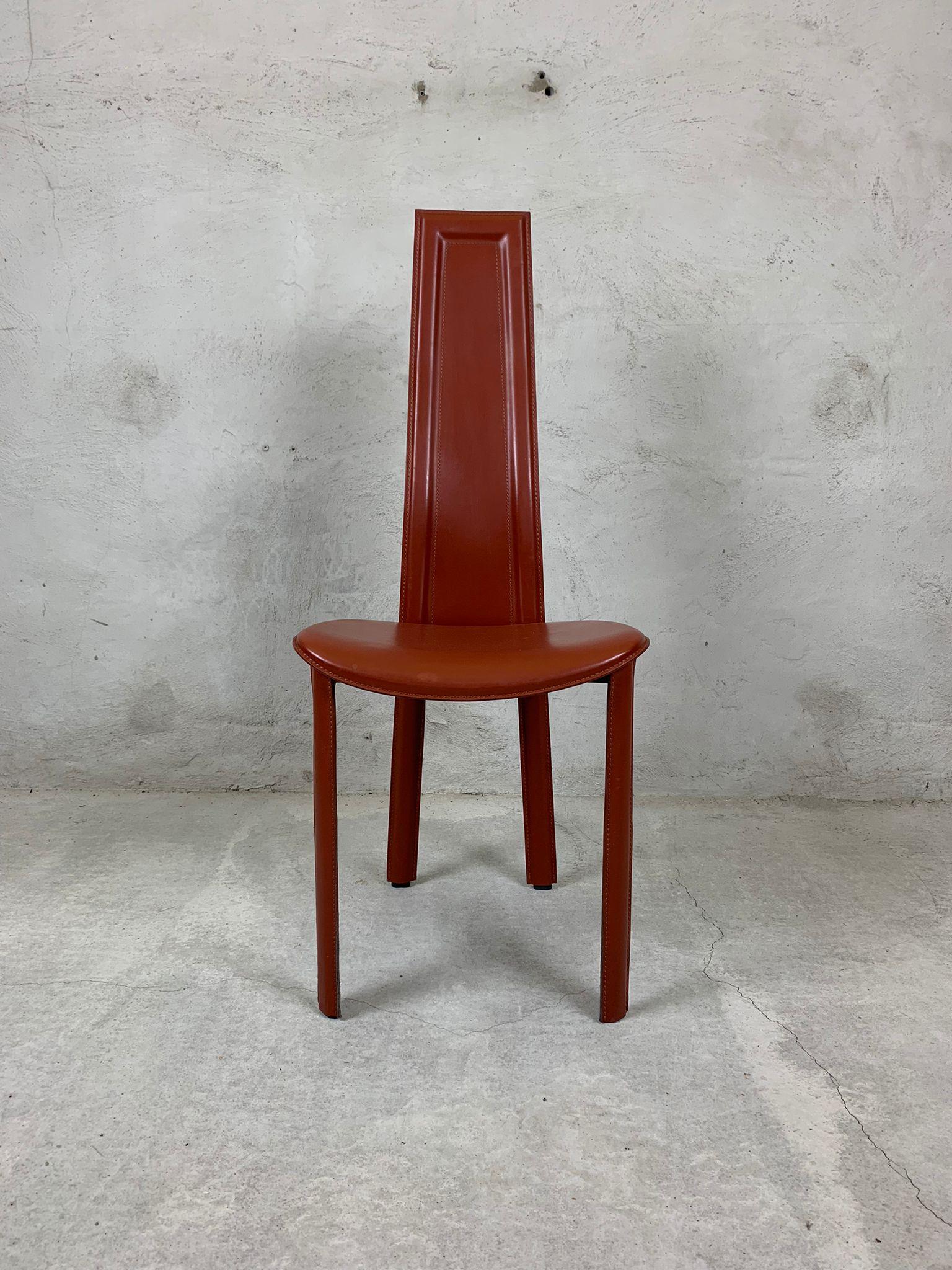 Late 20th Century Set Of 6 High Back Dining Room Chairs By Arper For Sale