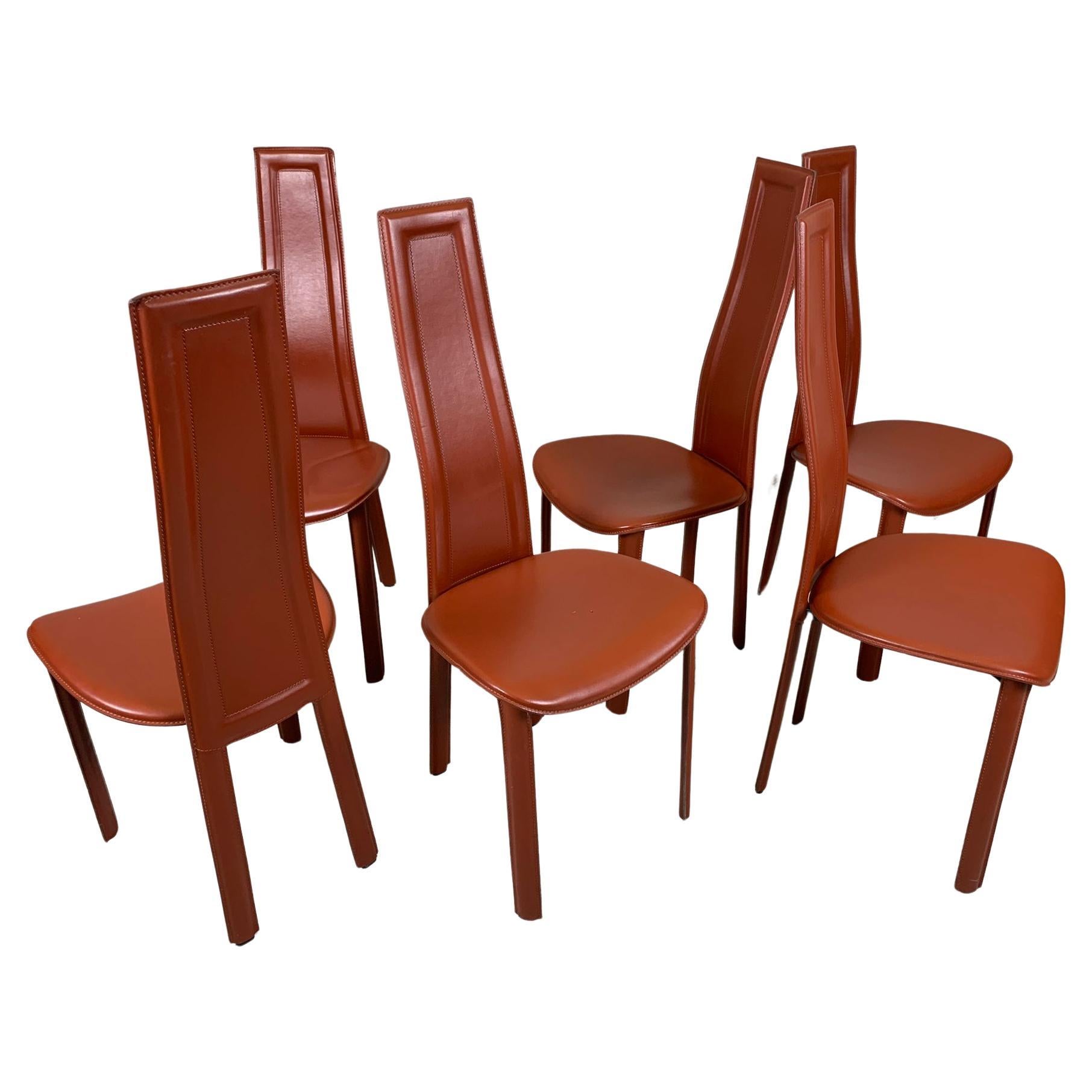 Set Of 6 High Back Dining Room Chairs By Arper For Sale