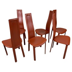 Retro Set Of 6 High Back Dining Room Chairs By Arper