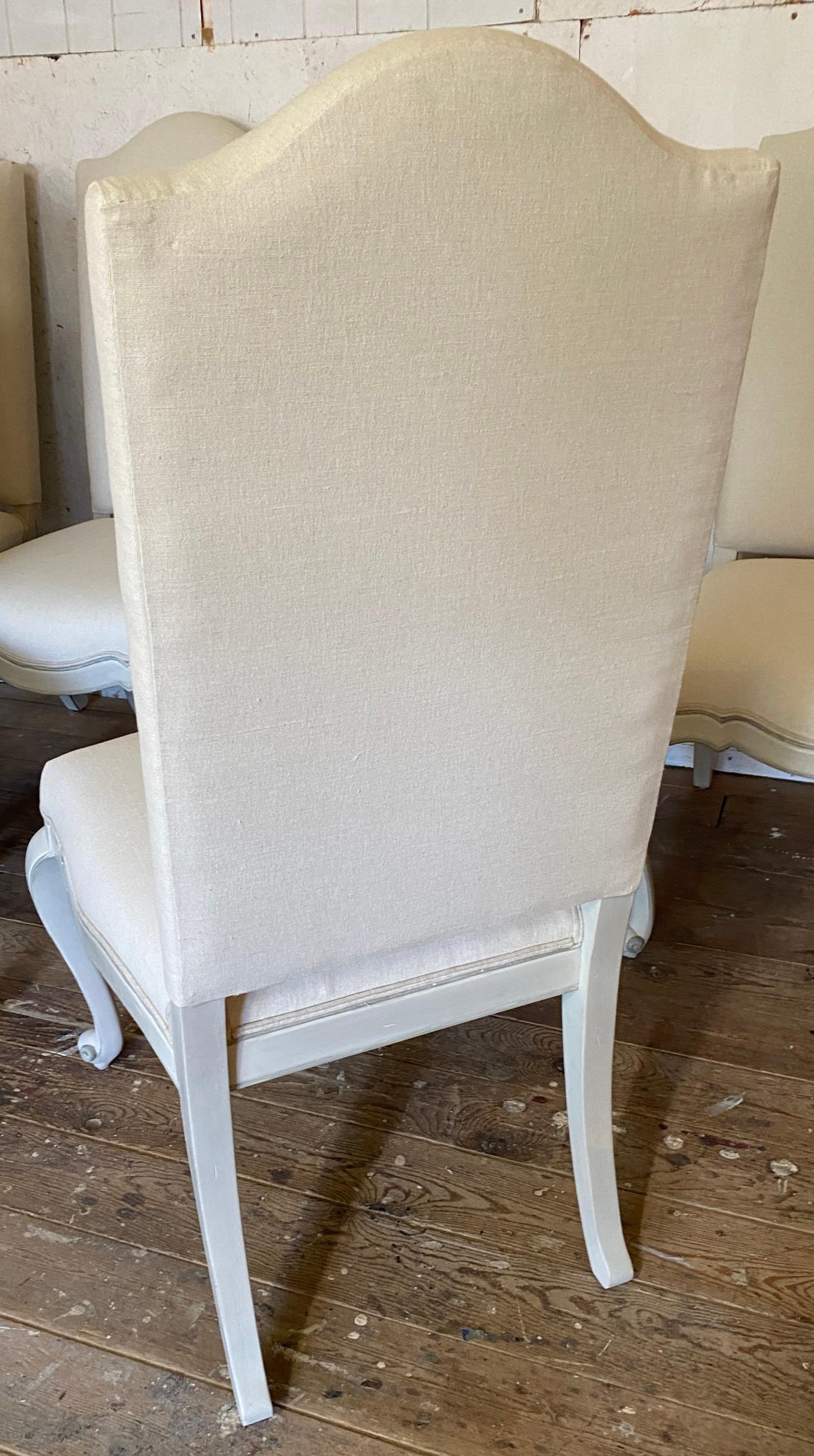 20th Century Set of 6 High Back French Country Provincial Style Upholstered Dining Chairs For Sale