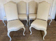 Set of 6 High Back French Country Provincial Style Upholstered Dining Chairs