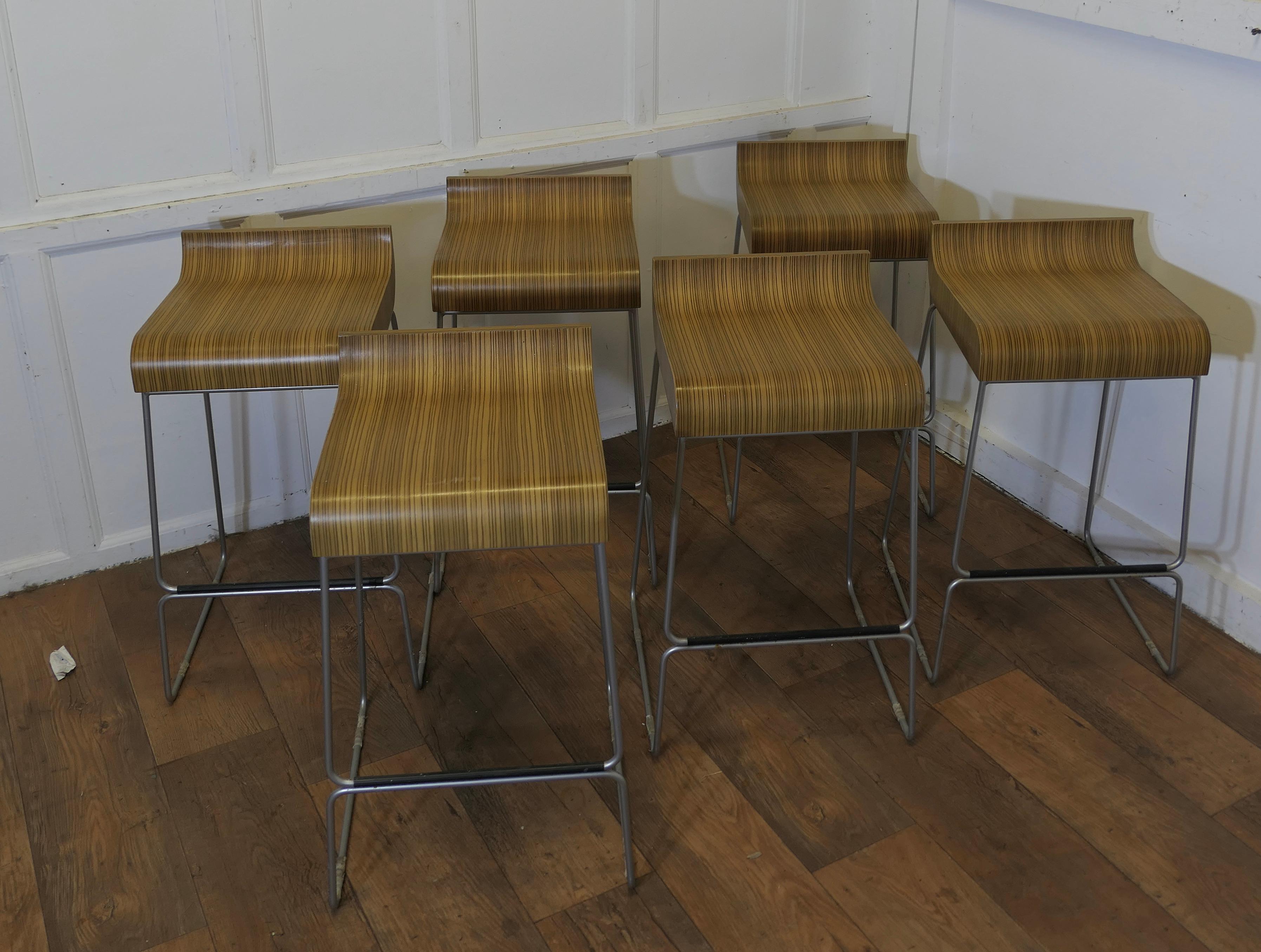 Mid-Century Modern Set of 6 High Class Italian Bar Stools by Emilio Nanni    Superb design