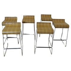Vintage Set of 6 High Class Italian Bar Stools by Emilio Nanni    Superb design