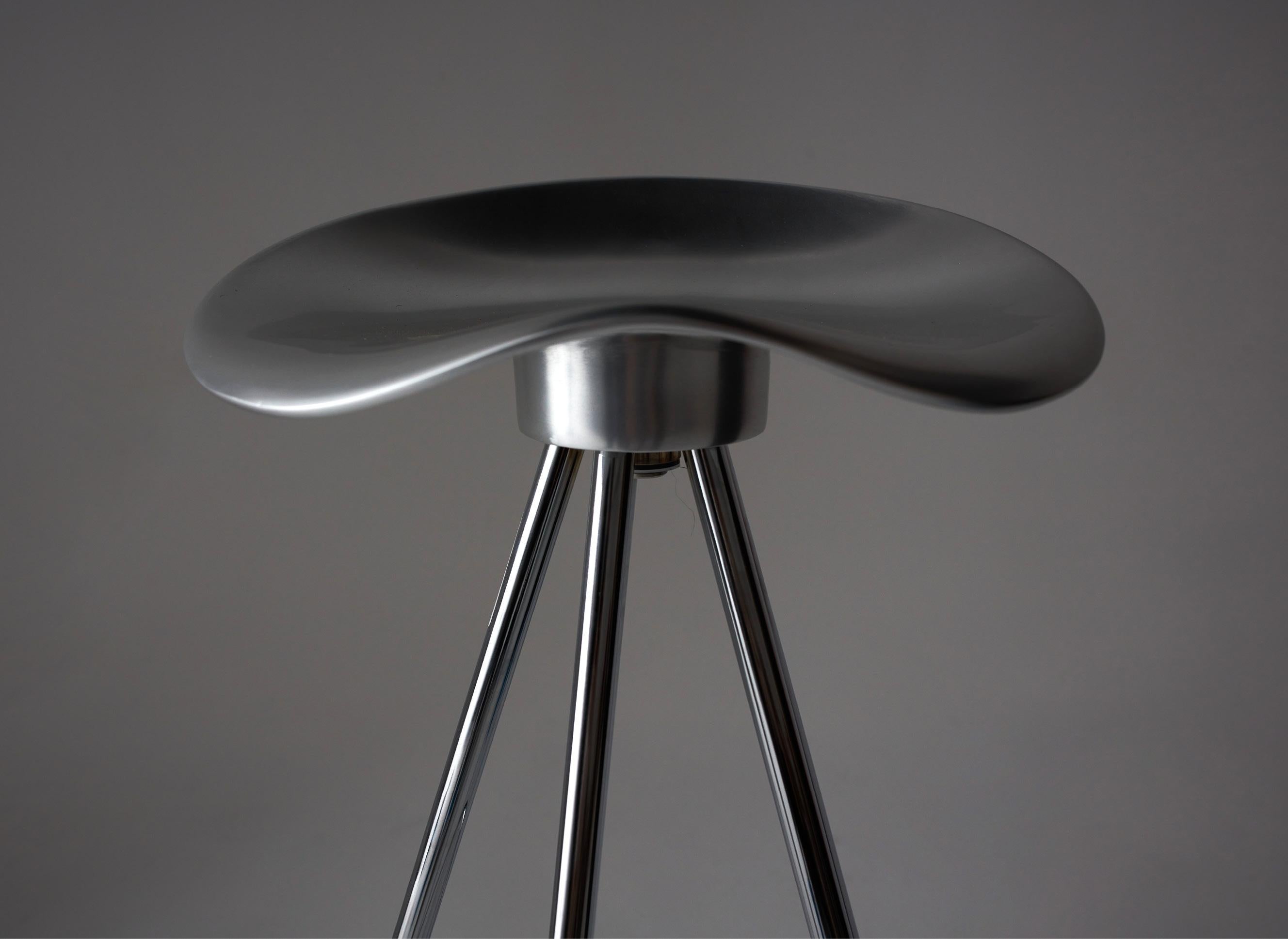 Contemporary Set of 6 High Jamaica Bar Stool Aluminium Seat and Chromed Steel by Pepe Cortés For Sale