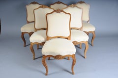 Set of 6 High-Quality Rococo Salon Chairs, 18th Century, Walnut