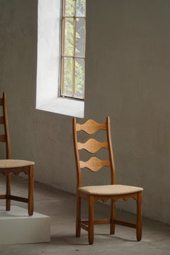 Set of 6 Highback Dining Chairs in Oak, Danish Modern, Henning Kjærnulf, 1960s