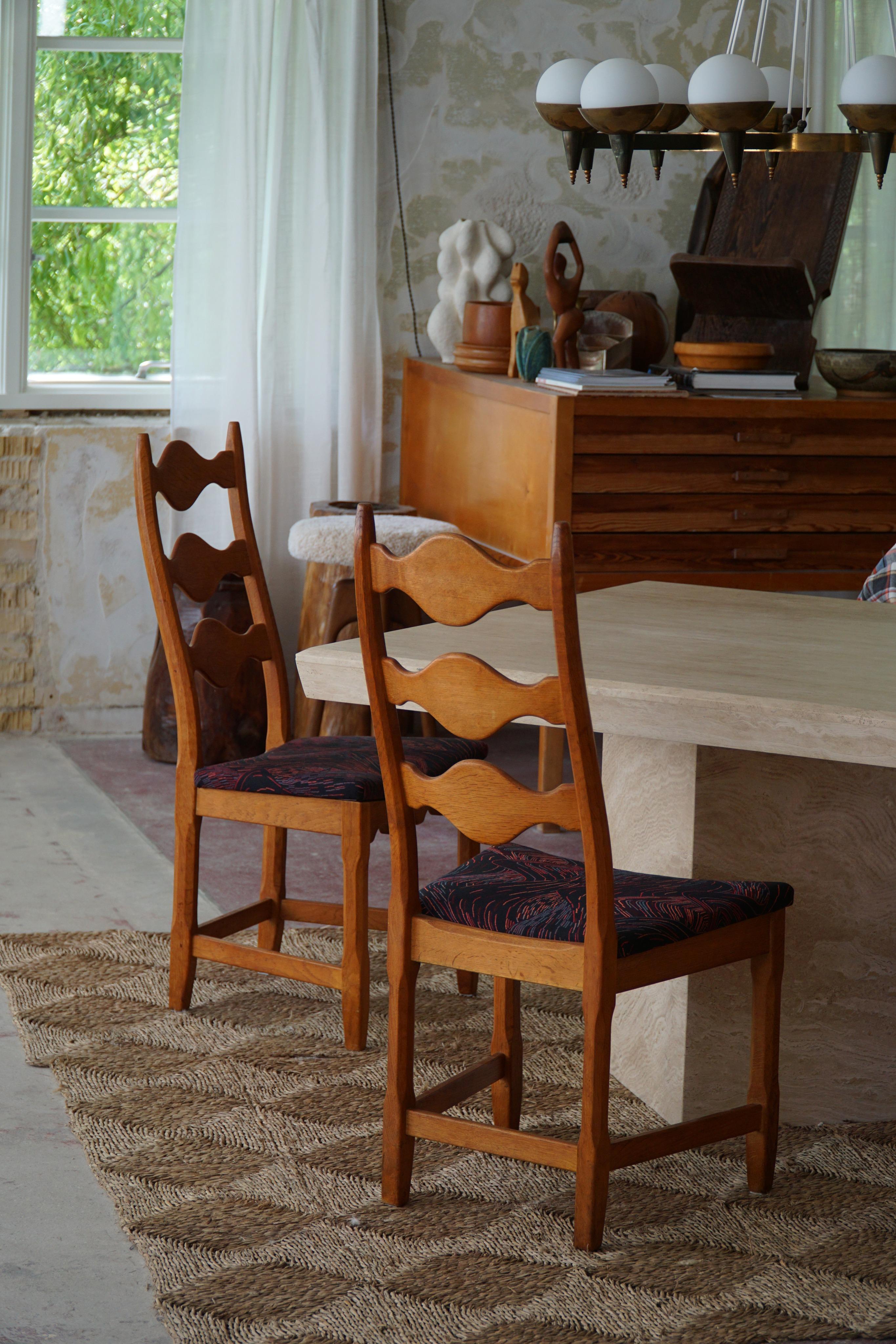 Set of 6 Highback Dining Chairs in Oak, Danish Modern, Henning Kjærnulf, 1960s In Good Condition In Odense, DK