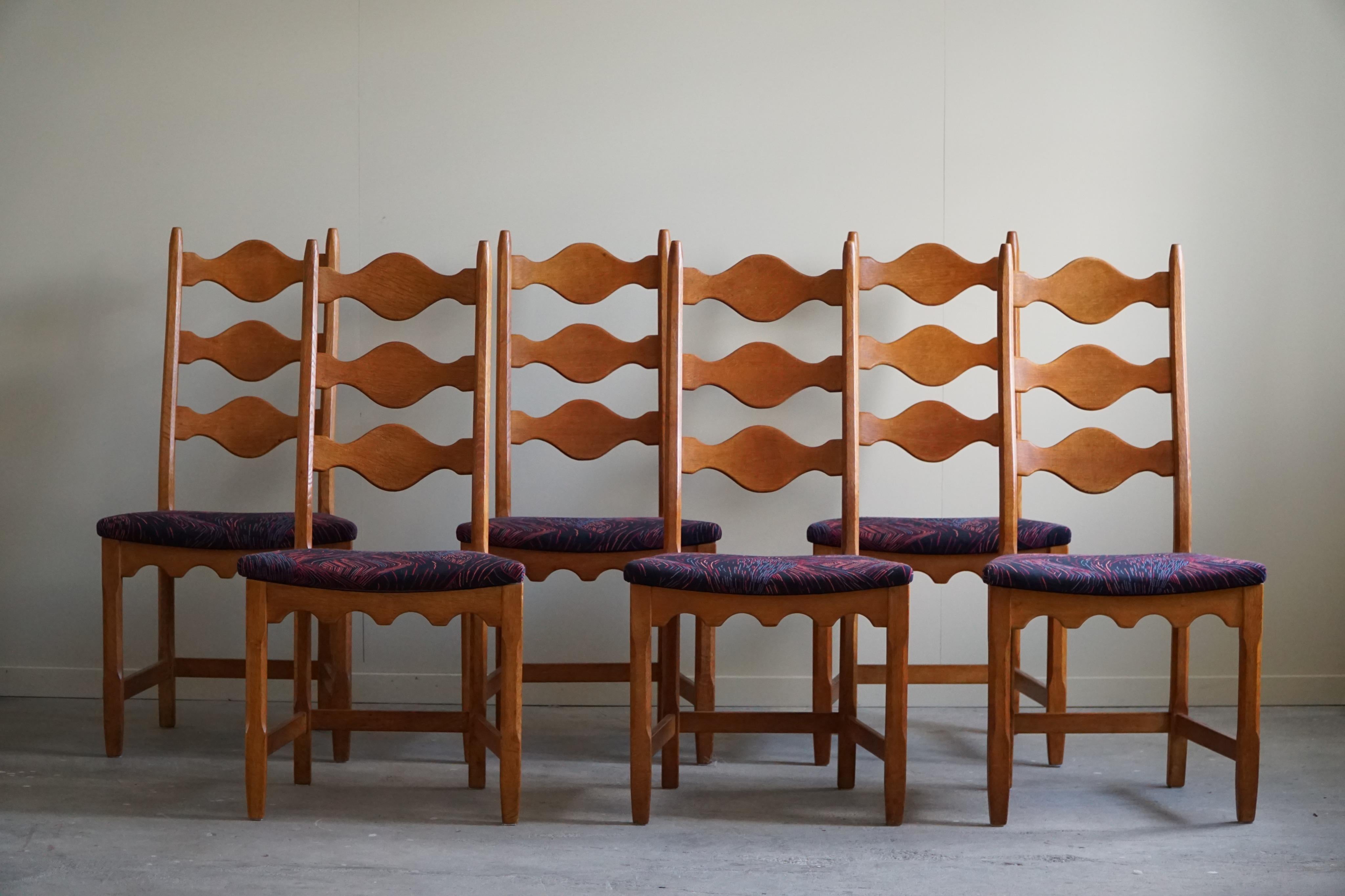 Set of 6 Highback Dining Chairs in Oak, Danish Modern, Henning Kjærnulf, 1960s 1