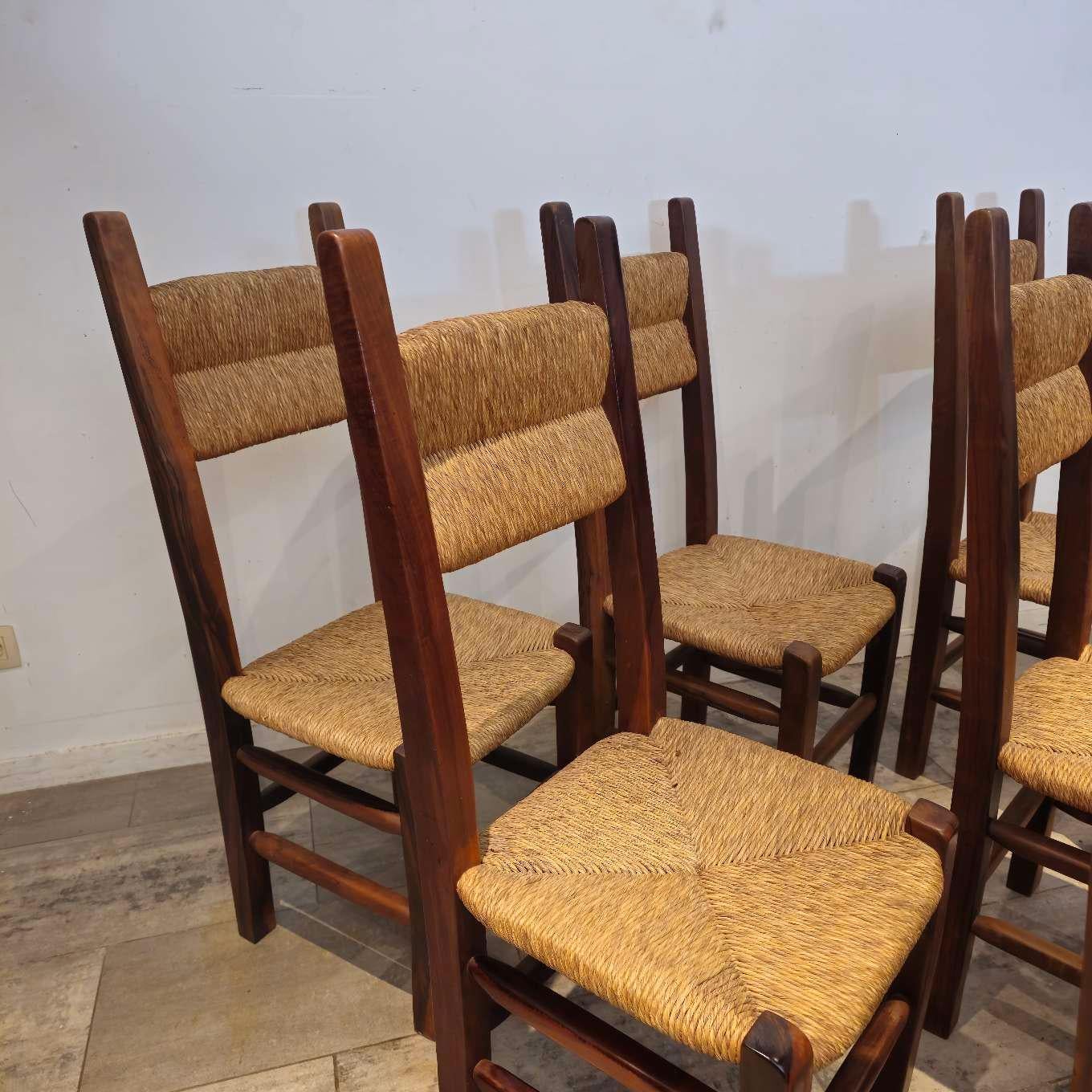 Set of 6, Highback Solid Oak Chairs  In Good Condition For Sale In Waasmunster, BE