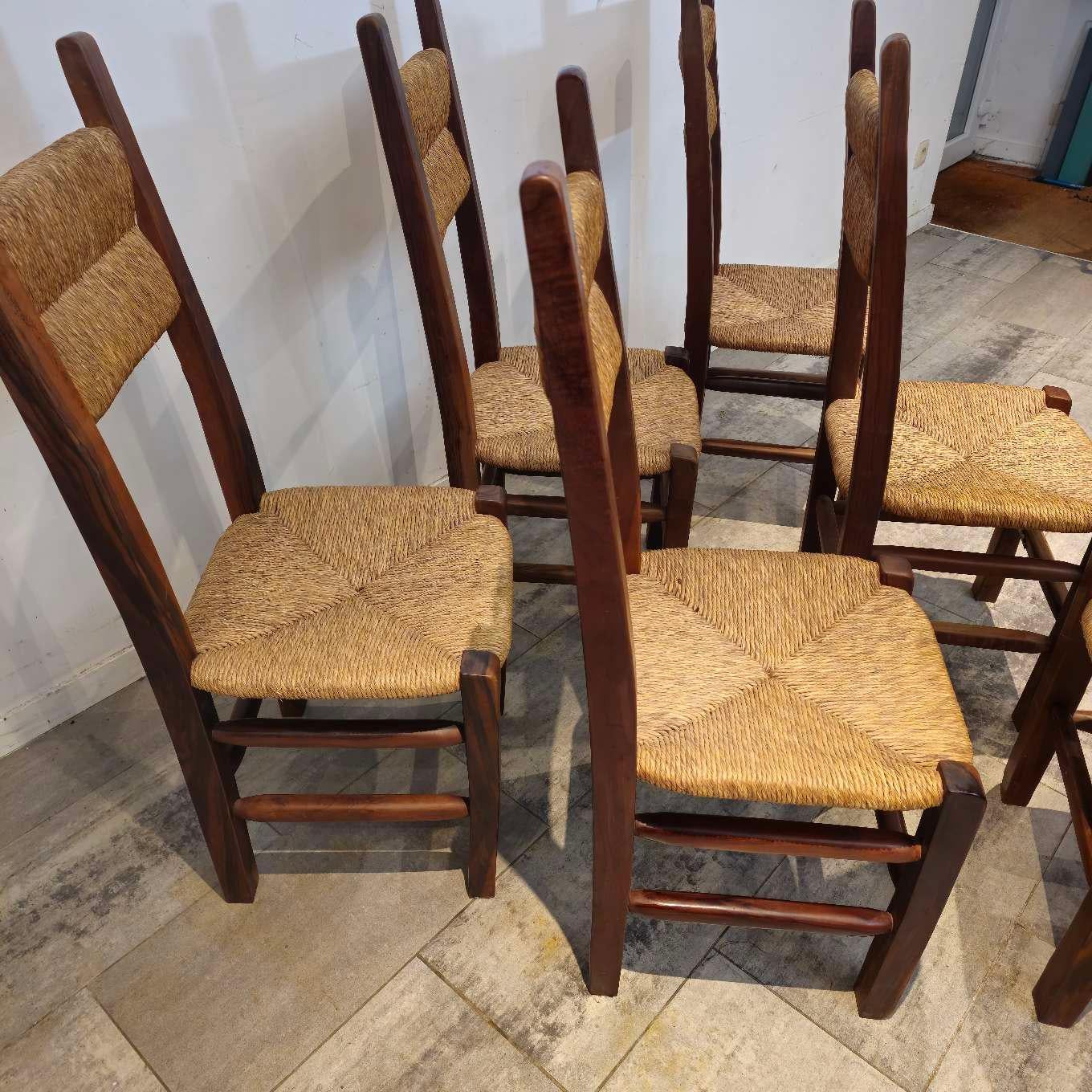 Mid-20th Century Set of 6, Highback Solid Oak Chairs  For Sale