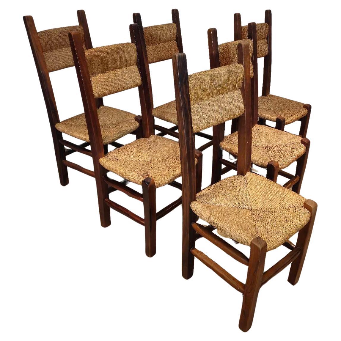 Set of 6, Highback Solid Oak Chairs  For Sale