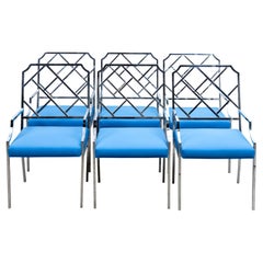 Set of 6 Hollywood Regency Chrome Dining Chairs
