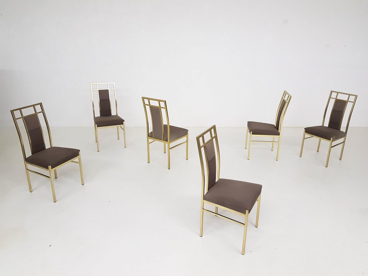 20th Century Set of 6 Hollywood Regency Dining Chairs, Italy, 1970s For Sale