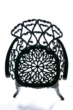 Set di 6 poltrone da pranzo Hollywood Regency neo-barocche nere C.C. 1960