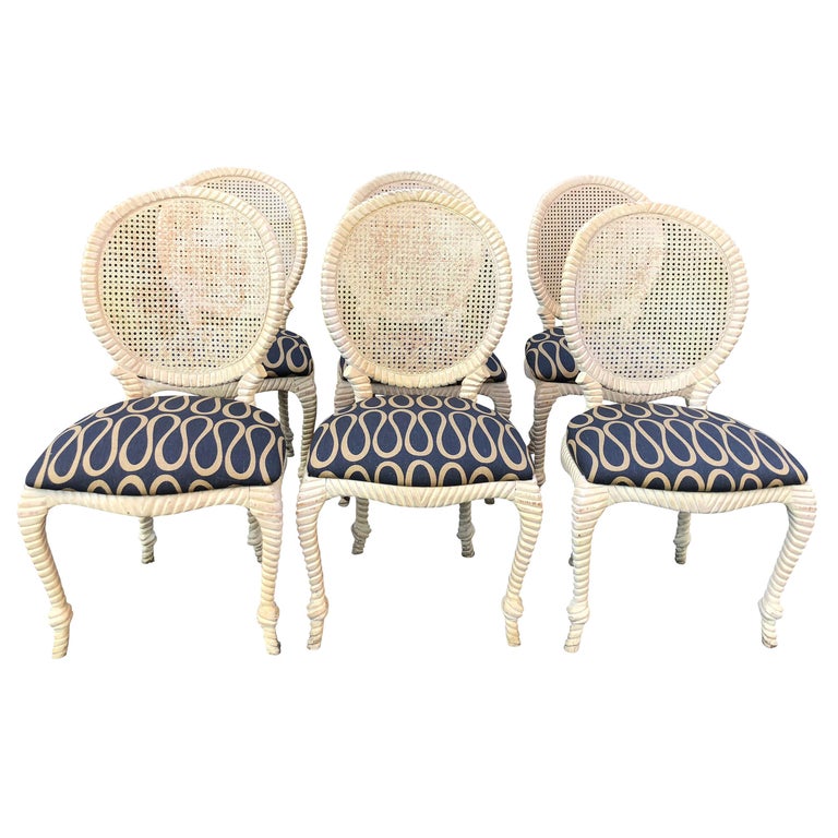 Set of 6 Hollywood Regency Rope and Tassel Dining Chairs at 1stDibs