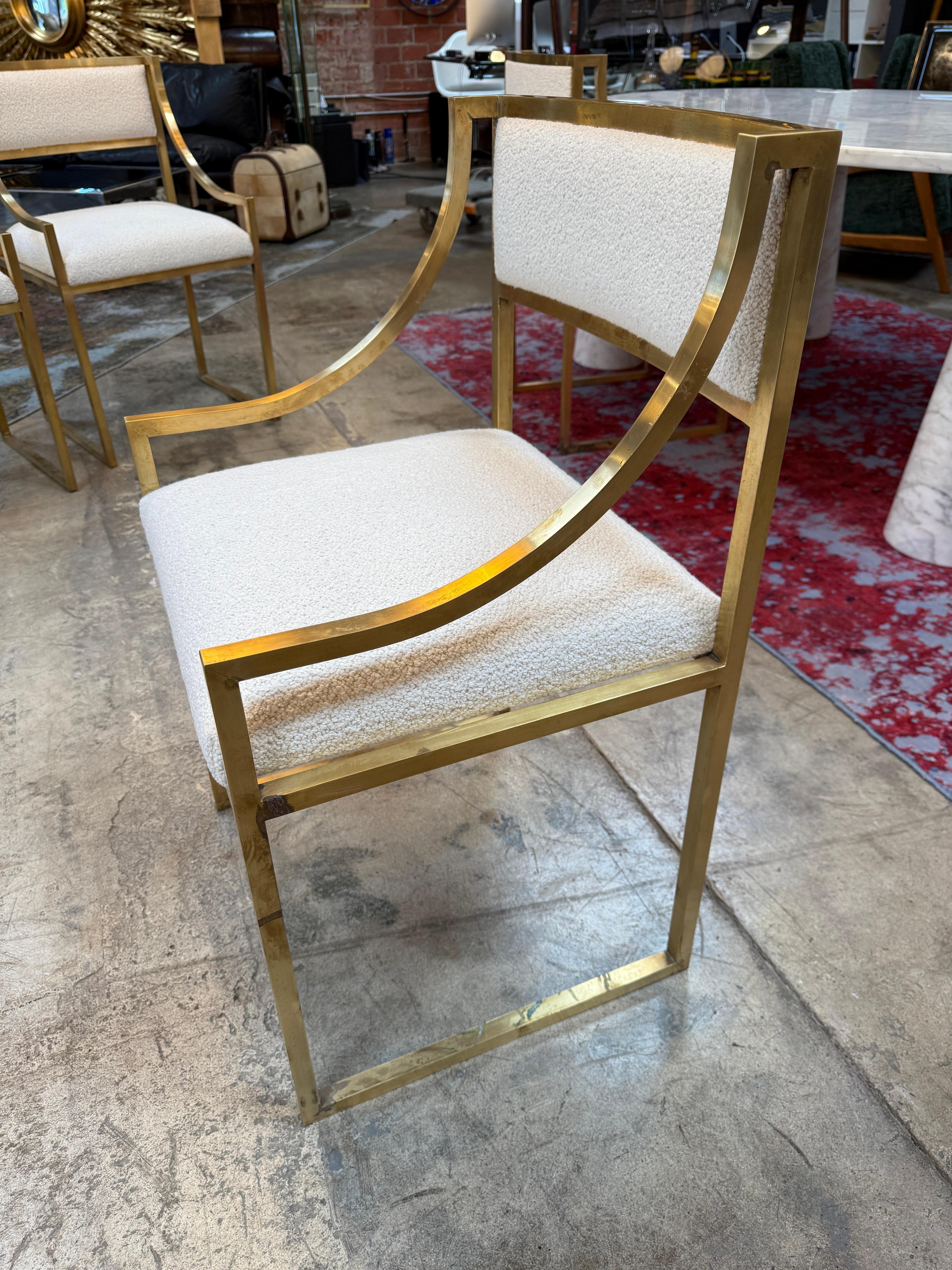 Moderne Ensemble de 6 chaises de style Hollywood Regency en laiton, Italie 1970 en vente