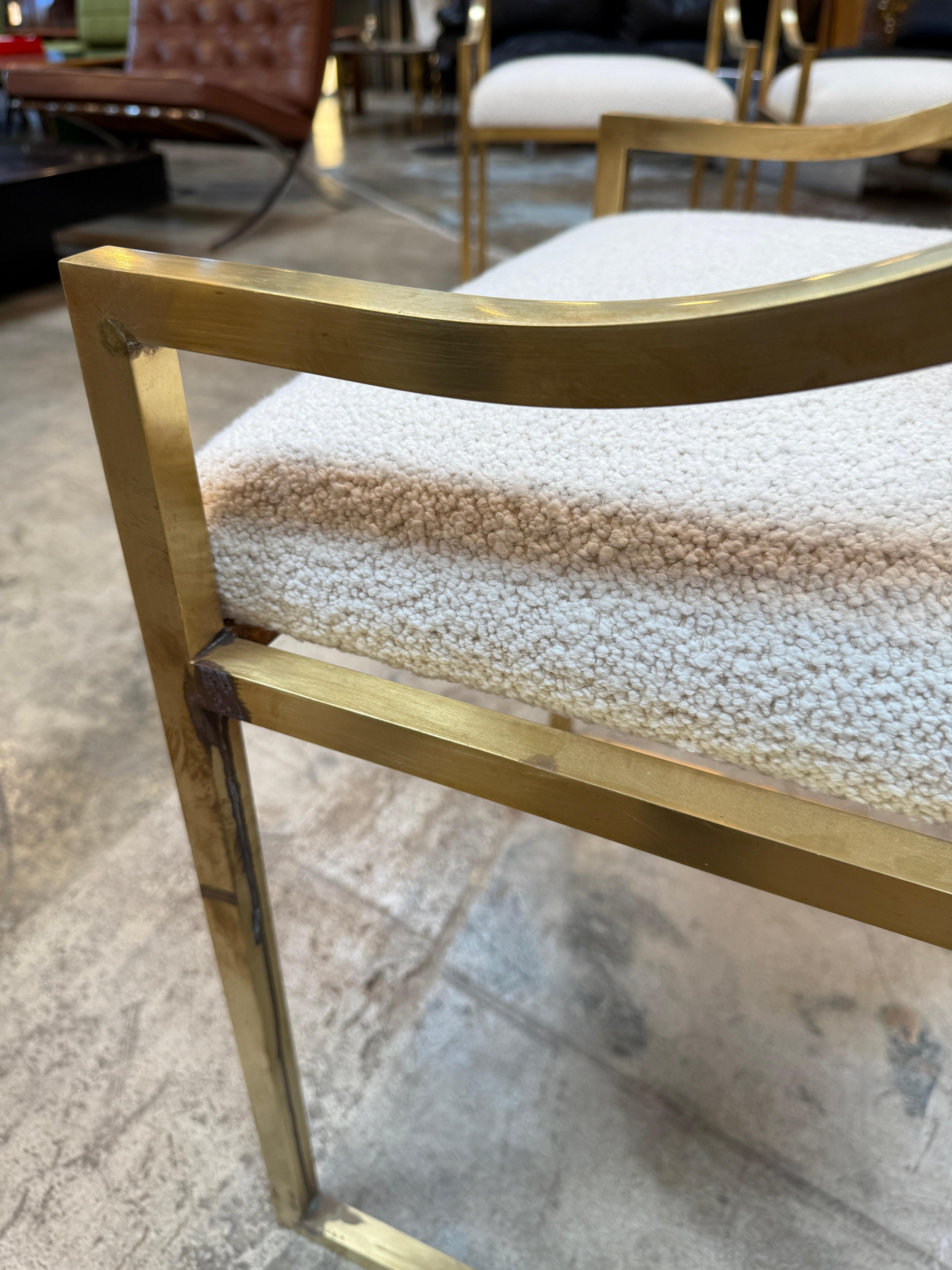italien Ensemble de 6 chaises de style Hollywood Regency en laiton, Italie 1970 en vente