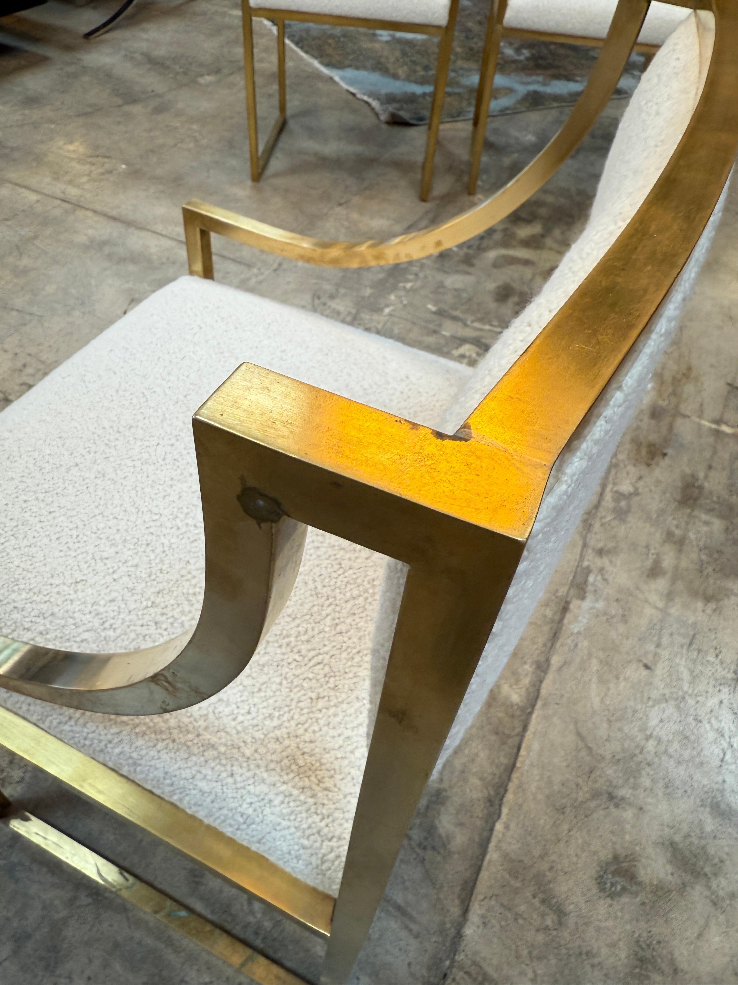 Fin du 20e siècle Ensemble de 6 chaises de style Hollywood Regency en laiton, Italie 1970 en vente