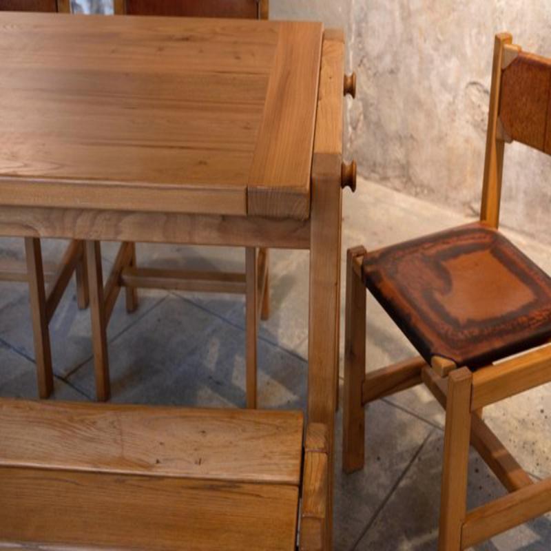 Set of 6 Home Dining Room Set from Maison Regain, 1960s For Sale 5