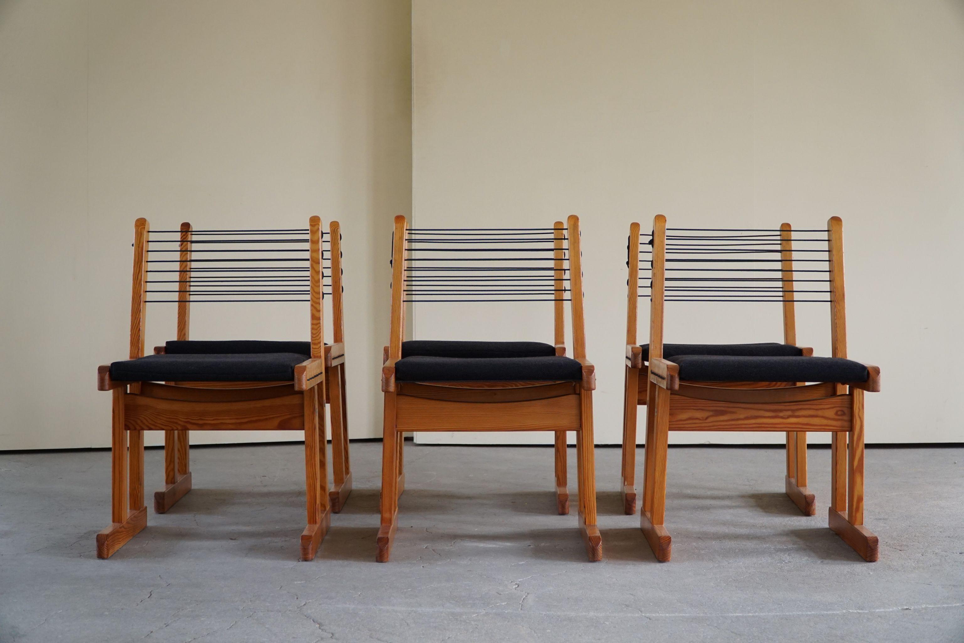 Set of 6 Hunting Chairs in Pine by Torbjørn Afdal for Bruksbo, Mid Century, 1960 For Sale 2