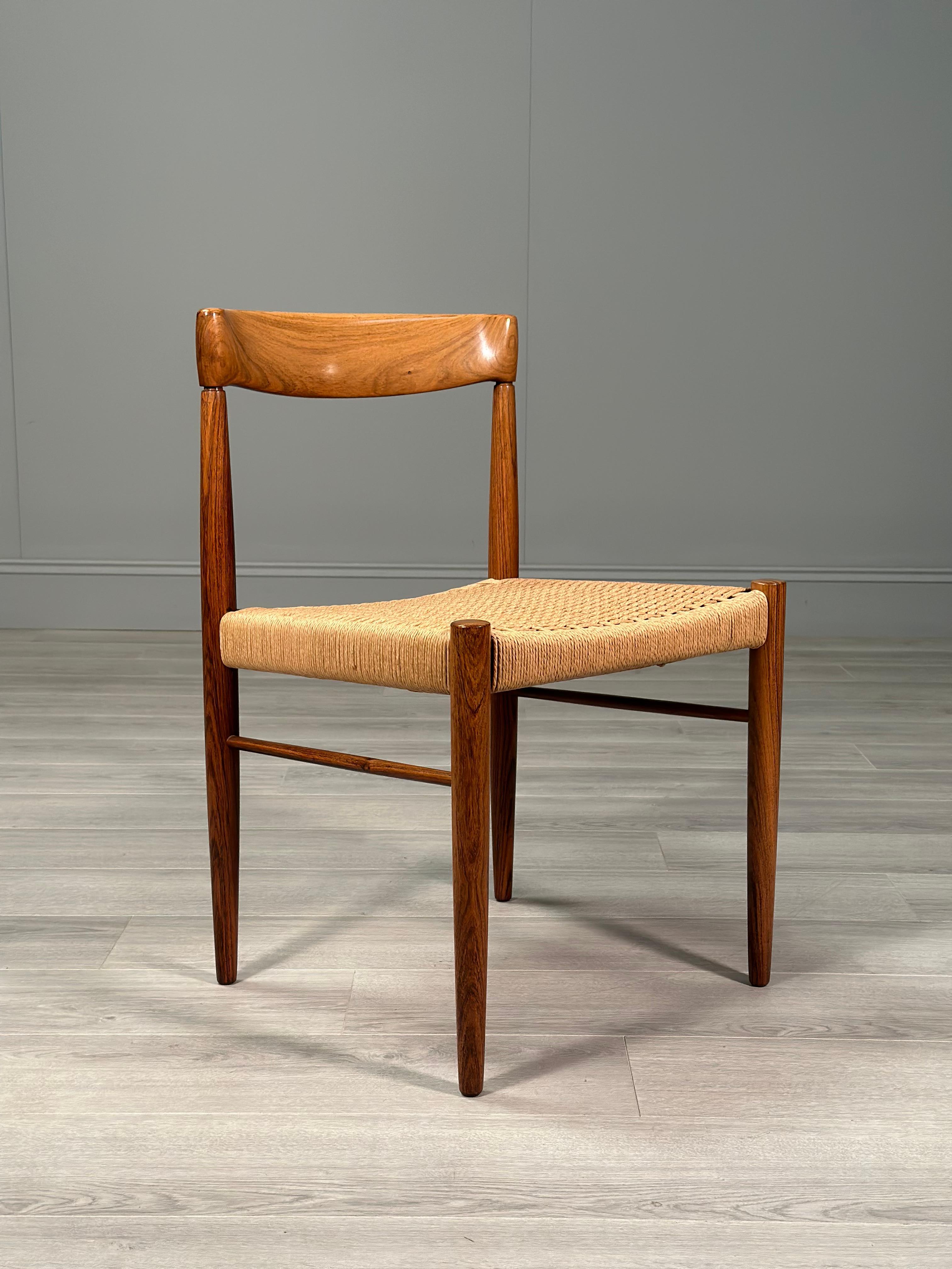 Set Of 6 H.W. Klein Rosewood And Paper Cord Dining Chairs By Bramin 3