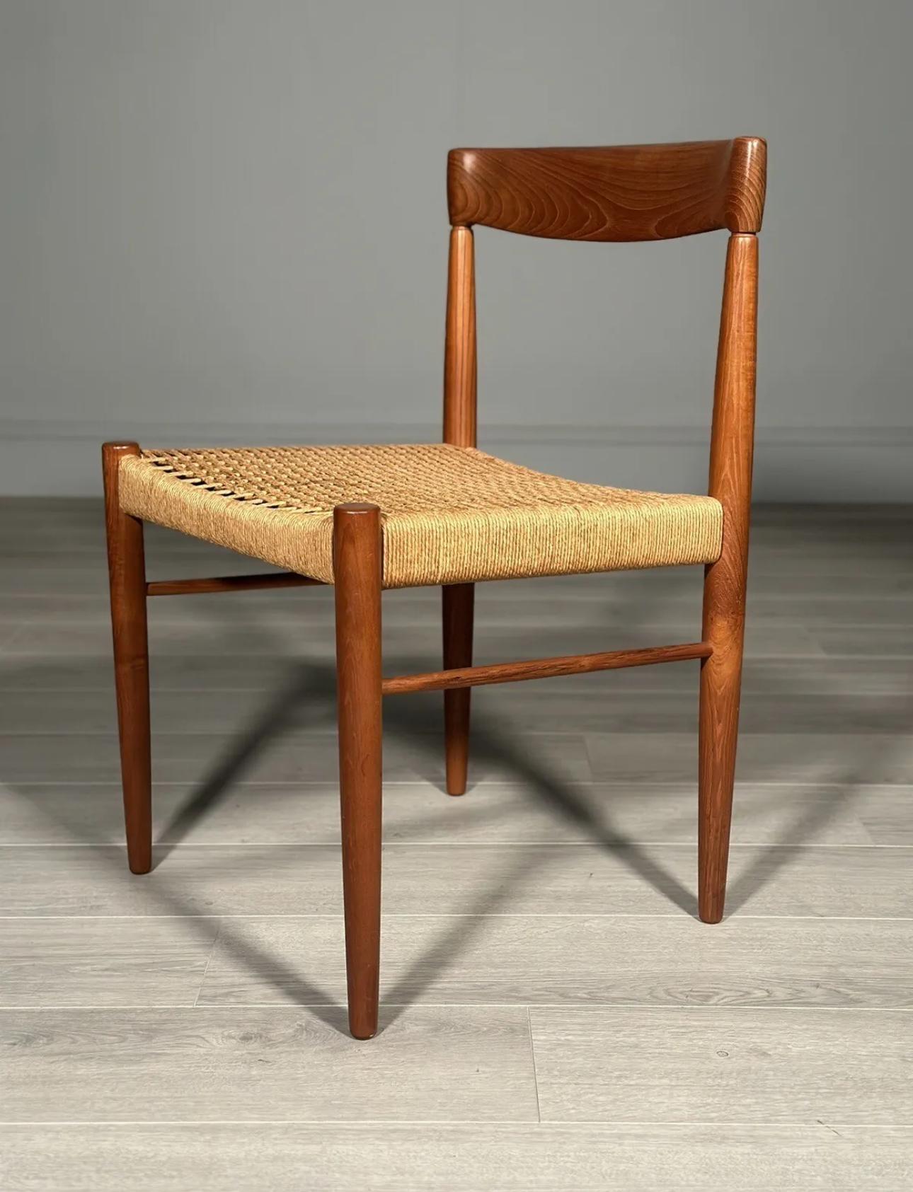 Set Of 6 H.W. Klein Teak And Paper Cord Dining Chairs By Bramin For Sale 2