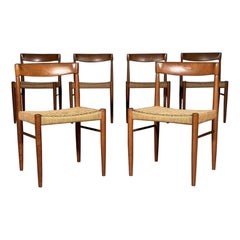Set Of 6 H.W. Klein Teak And Paper Cord Dining Chairs By Bramin