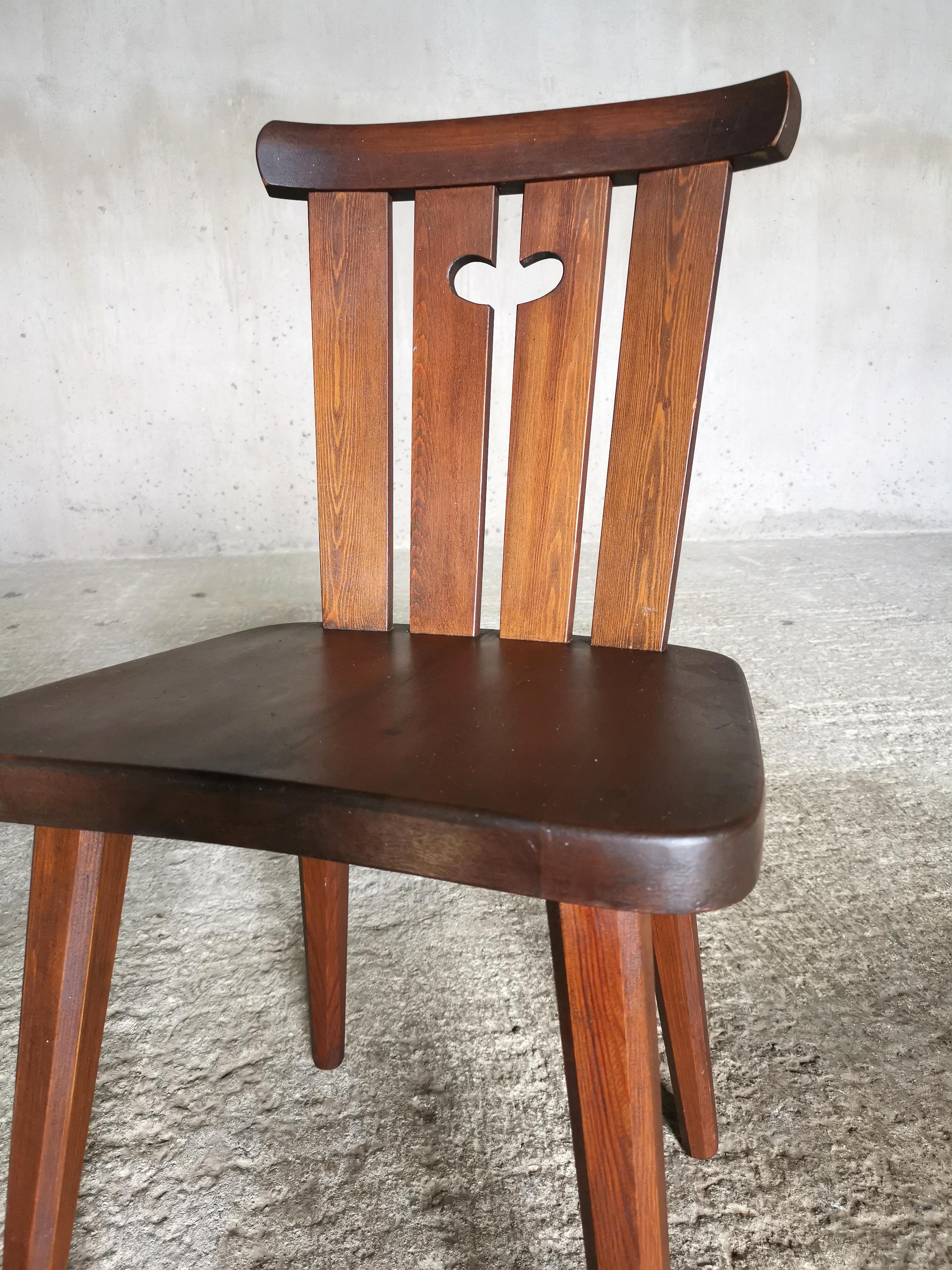 Pine Set of 6 iconic Göran Malmvall Dining Chairs in solid Oregon pine, Sweden 1940s For Sale