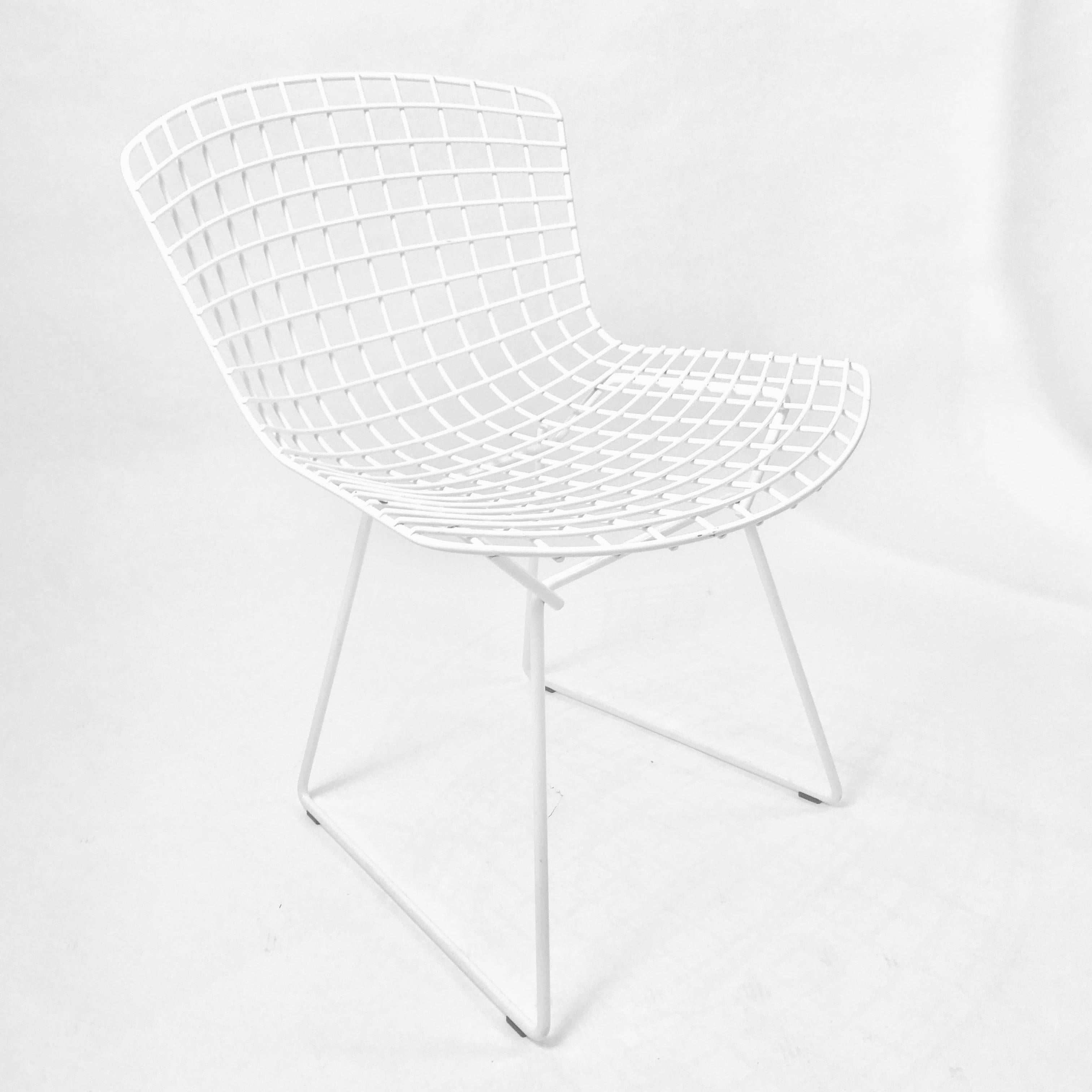 American Five Iconic Harry Bertoia White Powder Coated Side Chairs Stamped Knoll