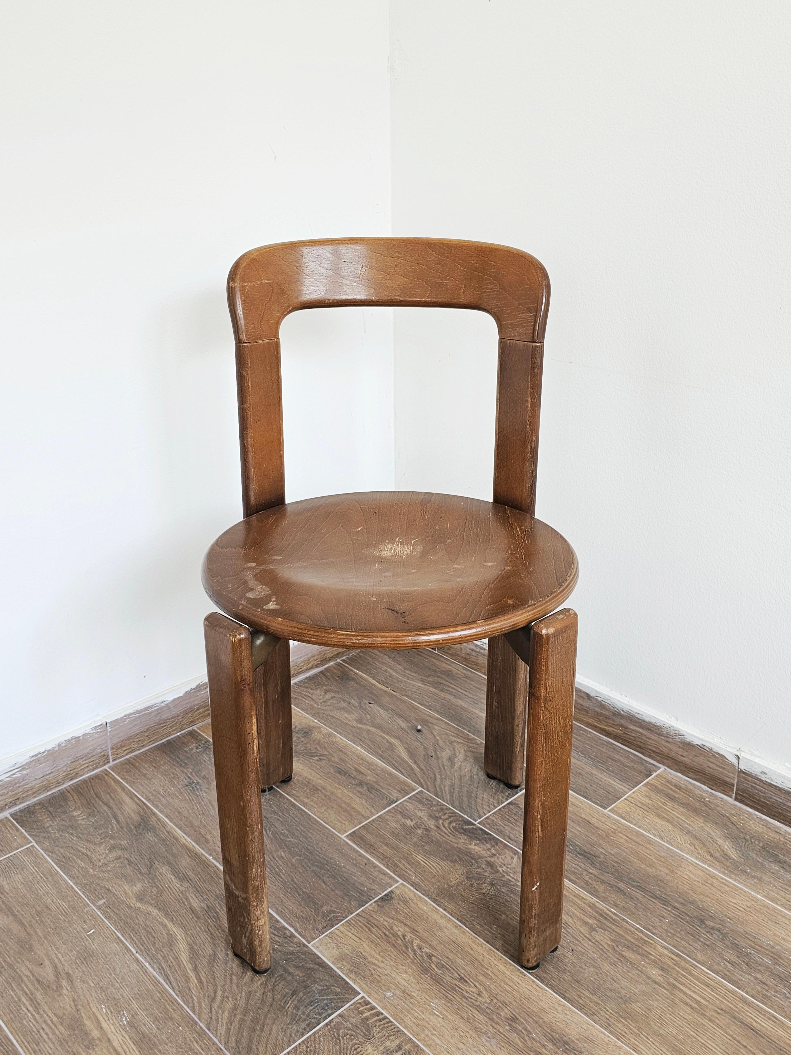 Mid-Century Modern Set of 6 Iconic Rey Chairs designed by Bruno Rey for Dietiker, Switzerland 1970s