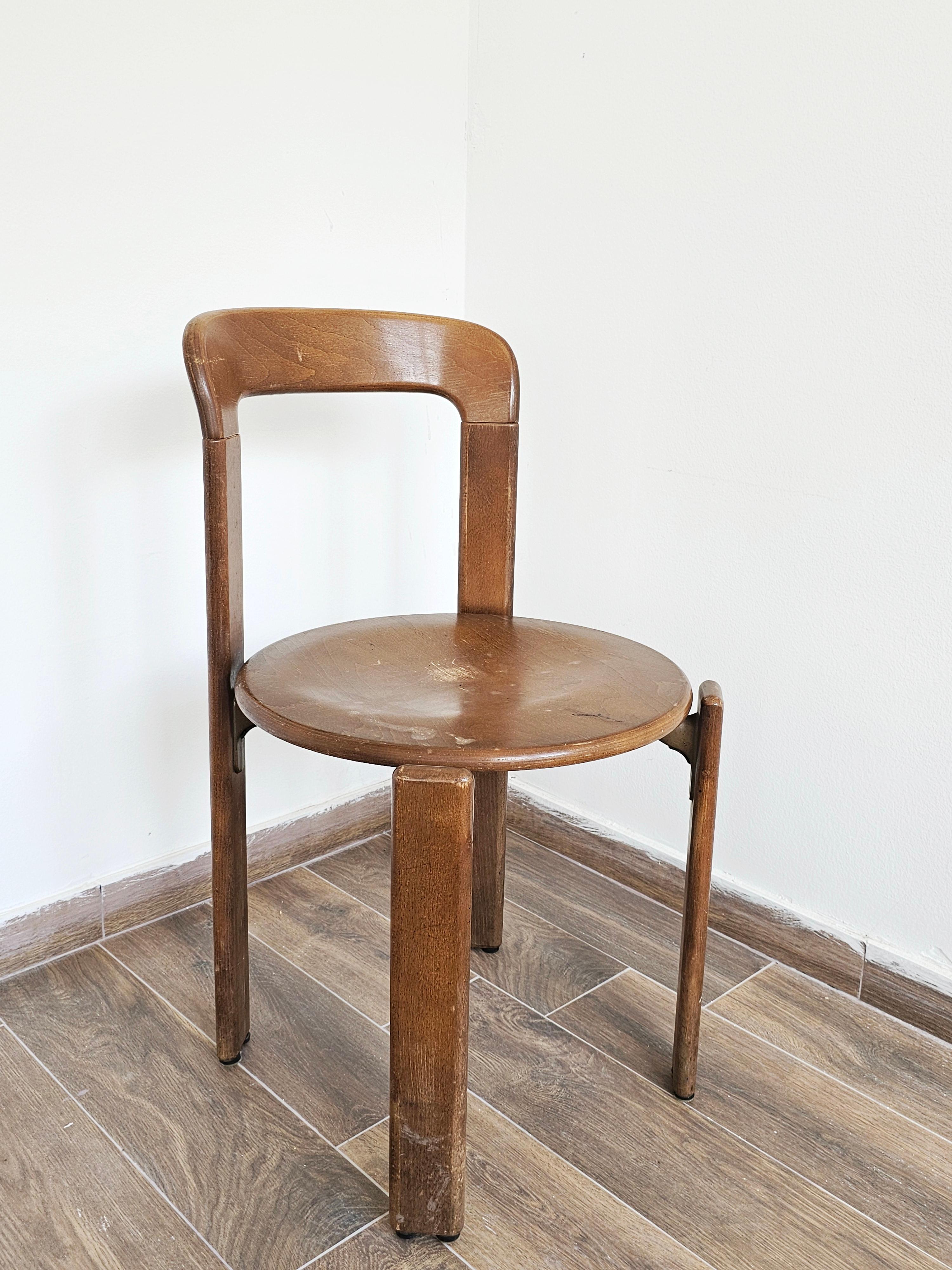 Swiss Set of 6 Iconic Rey Chairs designed by Bruno Rey for Dietiker, Switzerland 1970s