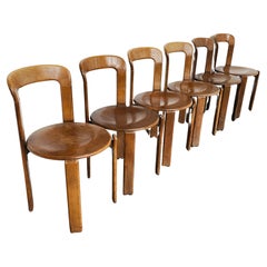 Set of 6 Iconic Rey Chairs designed by Bruno Rey for Dietiker, Switzerland 1970s
