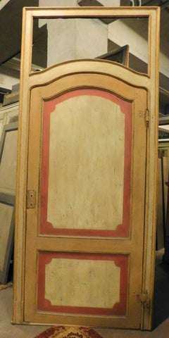 Set of 6 Identical Doors, Lacquered with Frame and Overdoor, 18th Century Italy