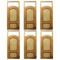 Set of 6 Identical Doors, Lacquered with Frame and Overdoor, 18th Century Italy
