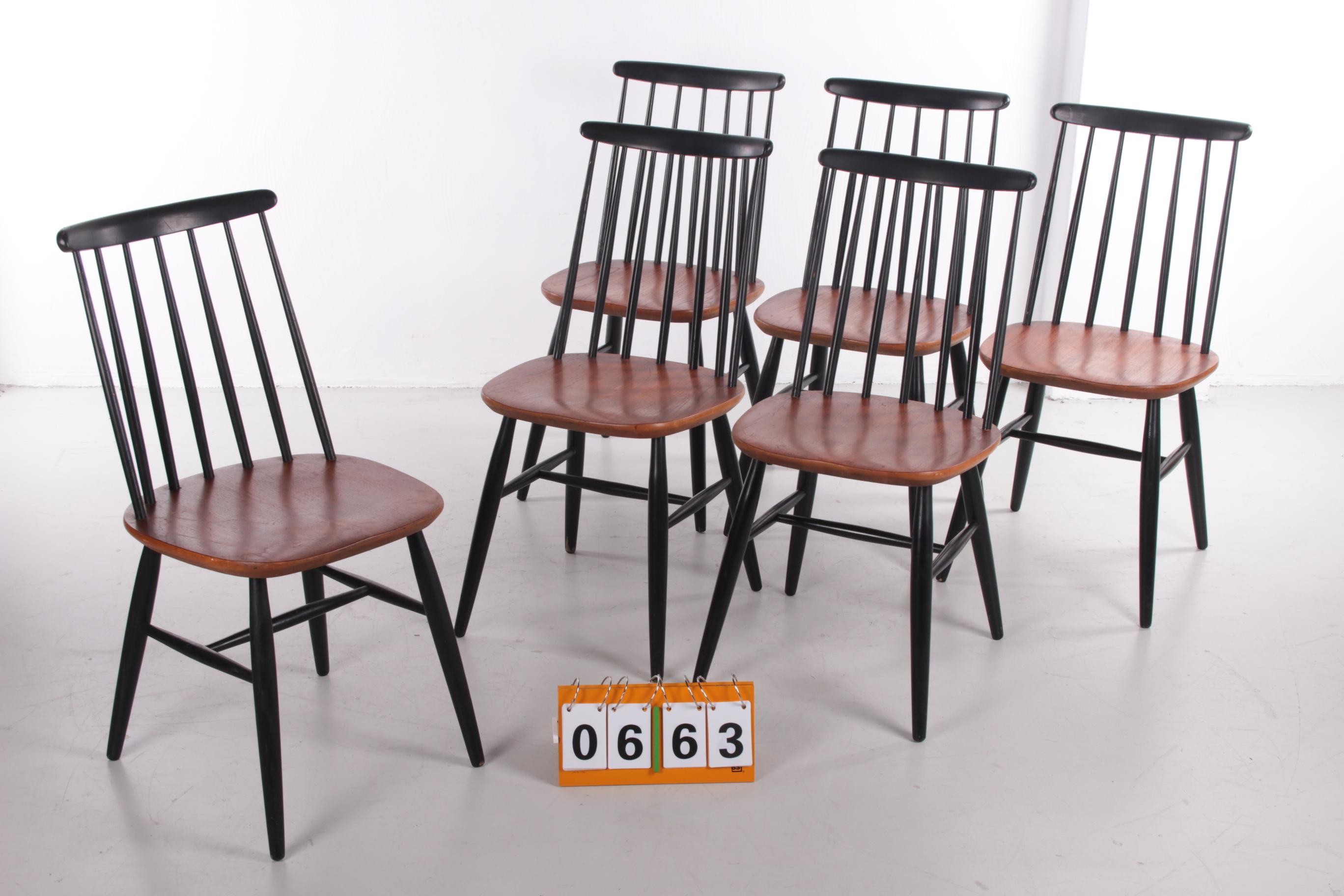Set of 6 Ilmari Tapiovaara Dining Table Chairs Model Fanett, 1965 9