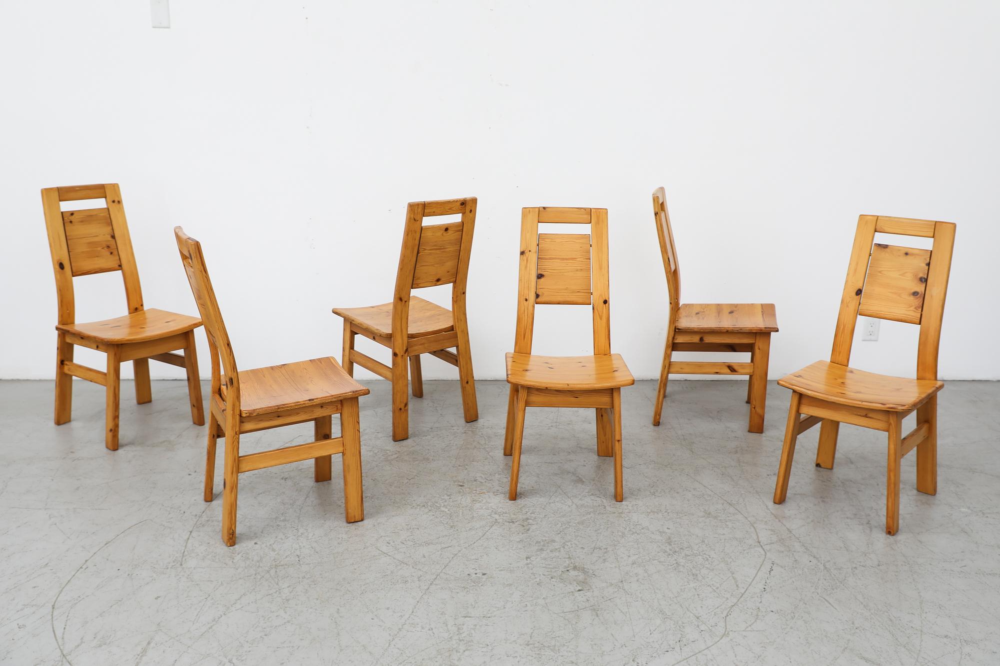 Mid-Century Modern Set of 6 Ilmari Tapiovaara Pine High Back Pine Chairs for Laukaan