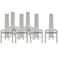 Set of 6 Impressive Sculptural Chairs with High Backrest