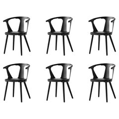 Set von 6 In Between Sk2 Stuhl-Schwarz lackierte Eiche&Noble Schwarzes Leder-&Tradition