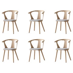 Ensemble de 6 chaises entre SK2 et bois de chêne/Kvadrat Fiord 251 tissu pour &Tradition