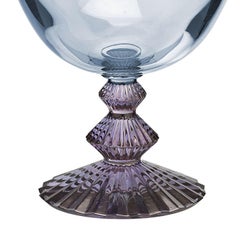 Set of 6 Indaco Blue and Amethyst Crystal Champagne Glasses