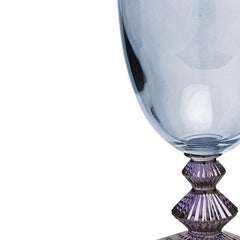Set of 6 Indaco Blue and Amethyst Crystal Water Goblets