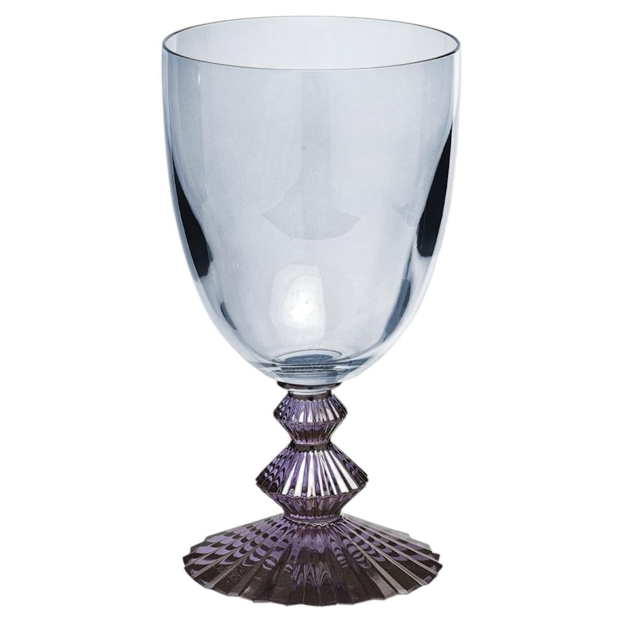 Ensemble de 6 gobelets à eau en cristal bleu et améthyste d'Indaco