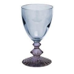 Set of 6 Indaco Blue and Amethyst Crystal Wine Glasses