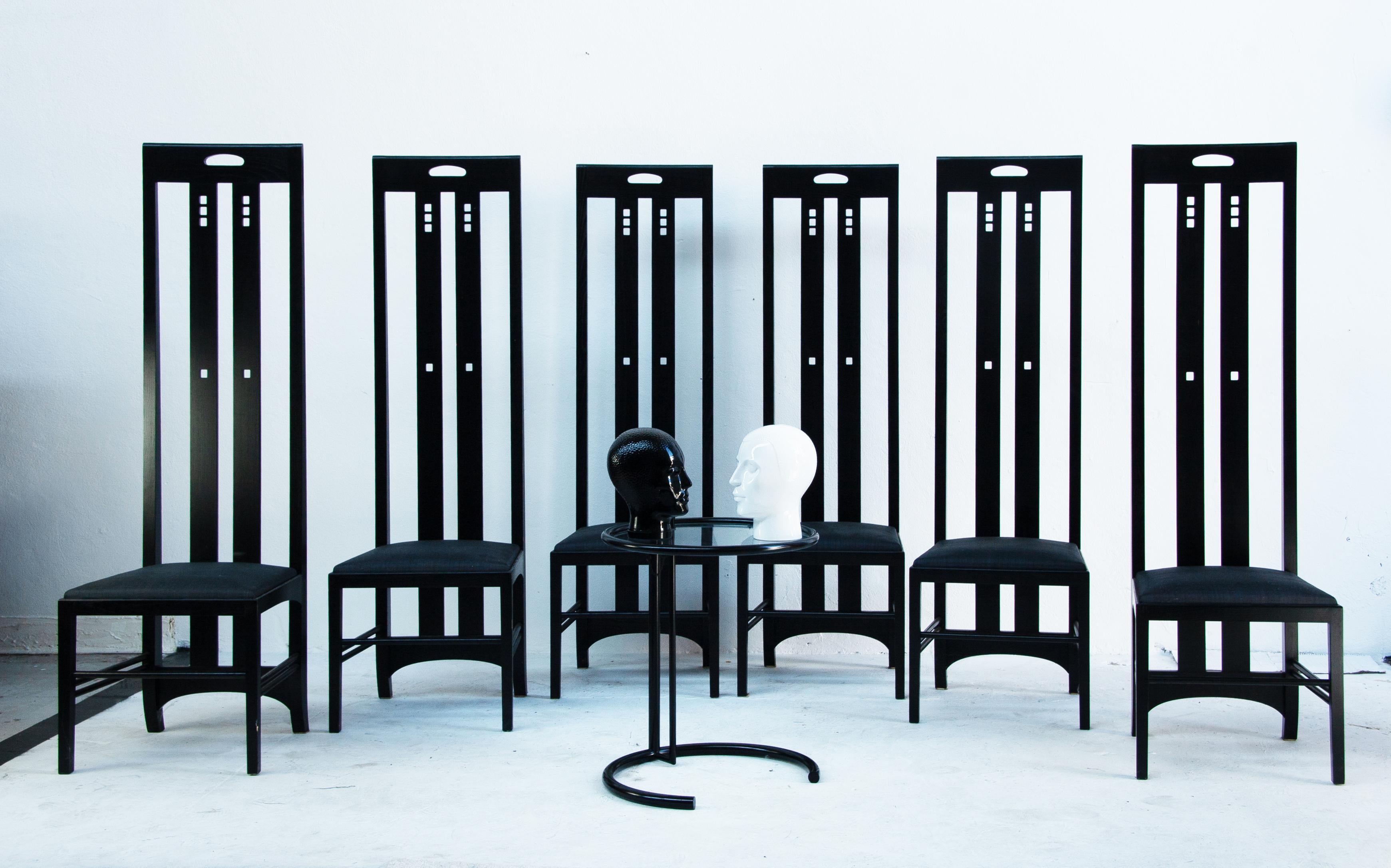 Late 20th Century Set of 6 Ingram Dining Chairs by Charles Rennie Mackintosh for Cassina For Sale