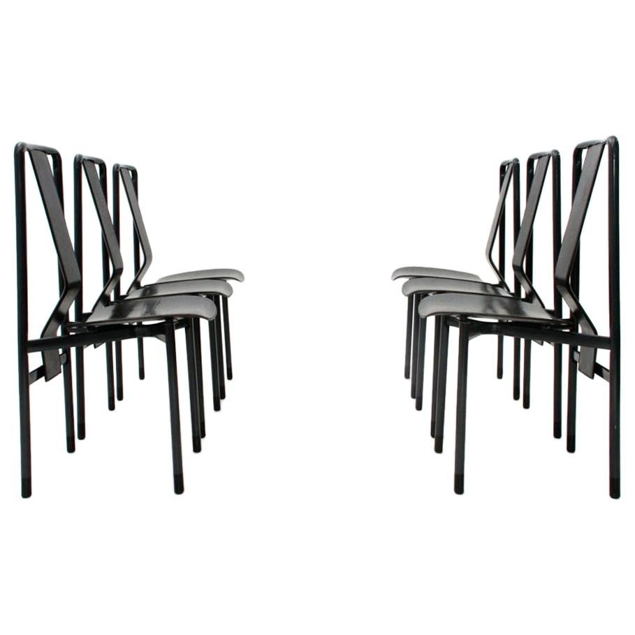Ensemble de 6 chaises noires "Irma" du milieu du siècle par Achille Castiglioni pour Zanotta, 1970