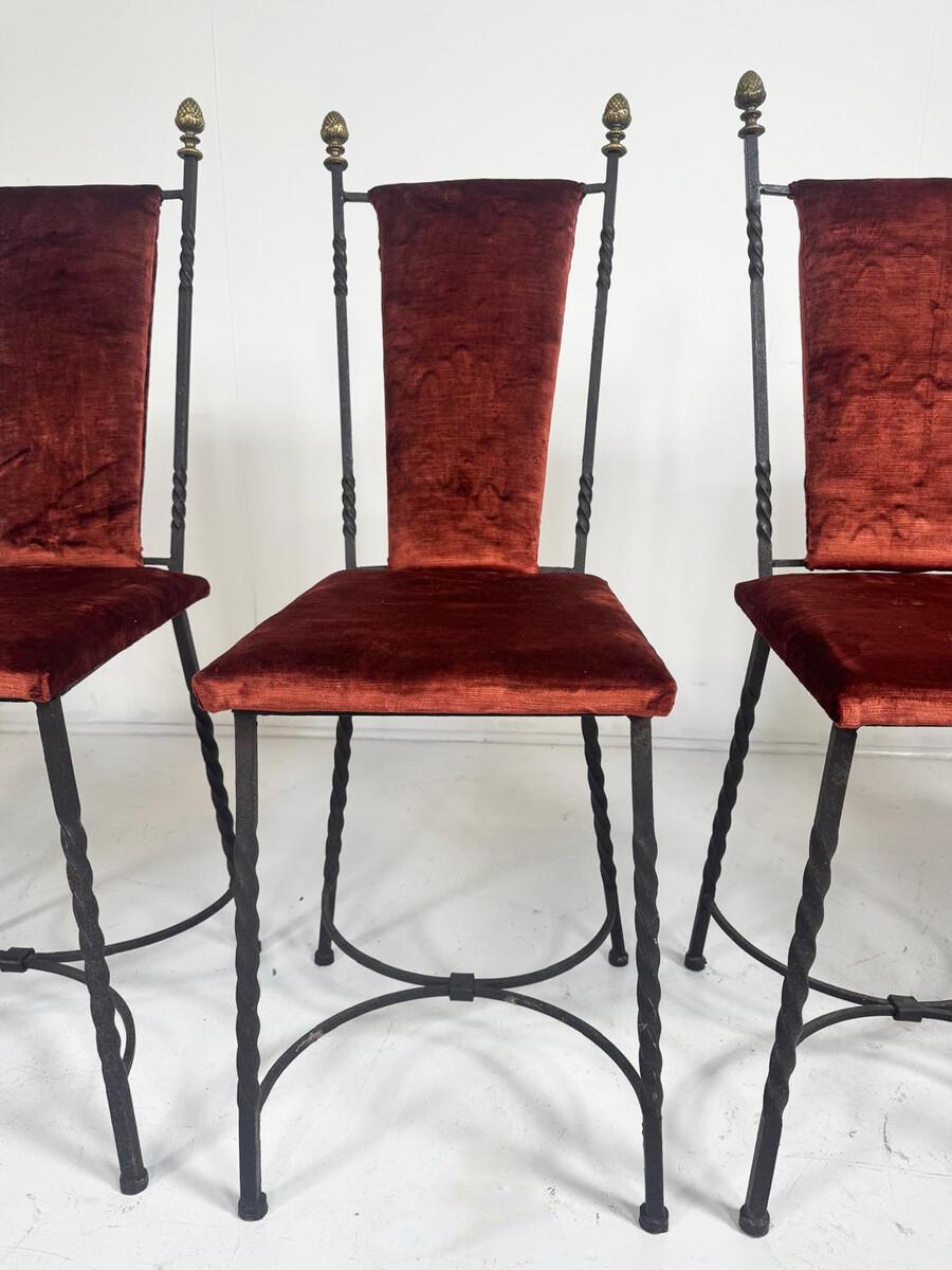 Mid-Century moderno Set di 6 sedie in ferro, anni '40 in vendita