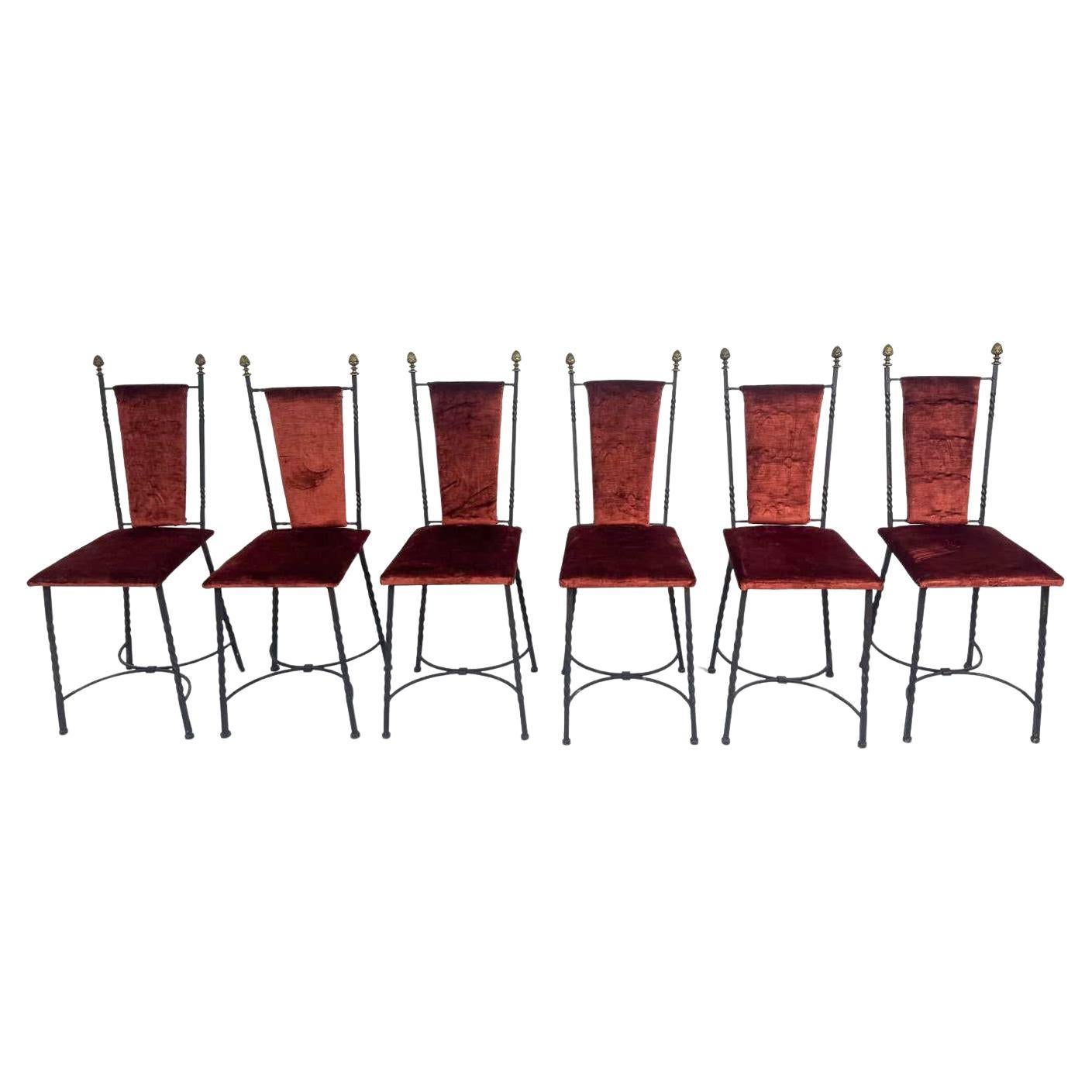 Set of 6 Iron Chairs, 1940s