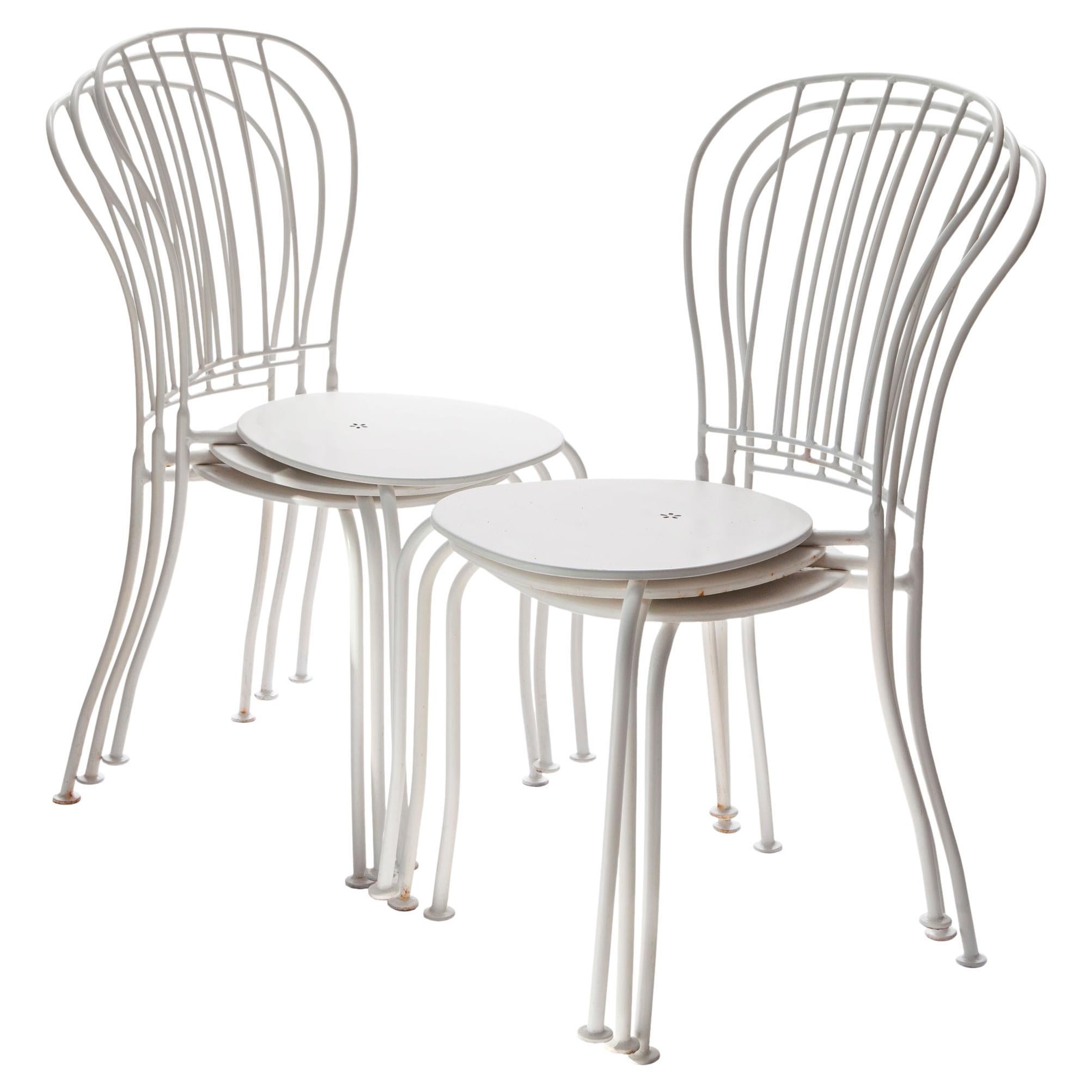 Set of 6 Iron European Stackable Chairs For Sale